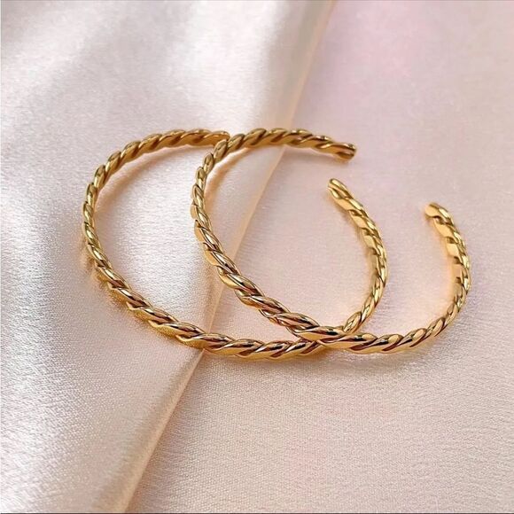 NEW Twisted Rope Gold Plating Cuff Bracelet - Picture 3 of 5